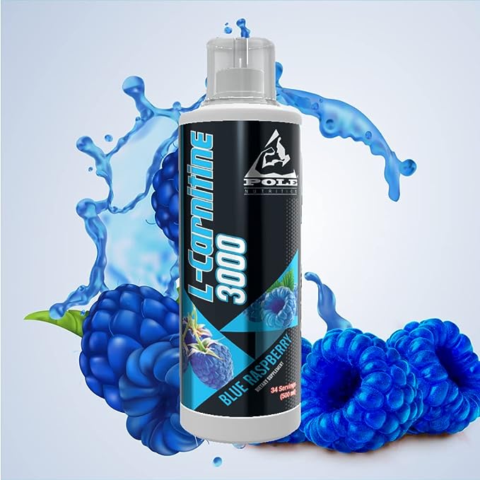 Pole Nutrition L-Carnitine 3000 Liquid | Blue Raspberry Flavors | 34 Servings (500 ML)