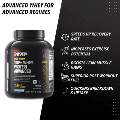 GNC AMP Gold Series 100% Whey Protein Advanced - Supports Muscle Mass, Repair & Recovery